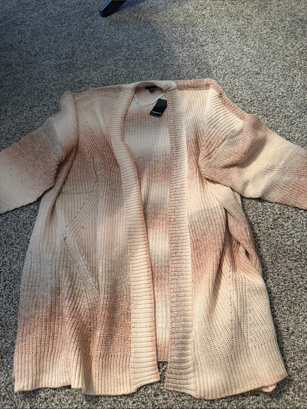 torrid Cream & Blush Ombre Open-Front Cardigan